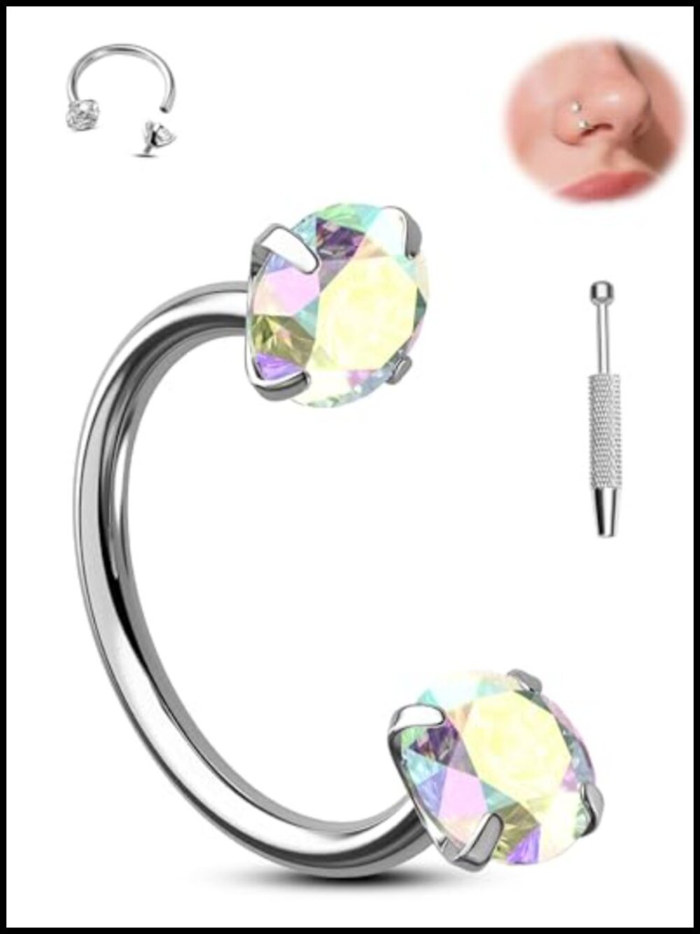 Titanium Horseshoe Nose Ring 18G Internally Threaded Piercing Jewelry